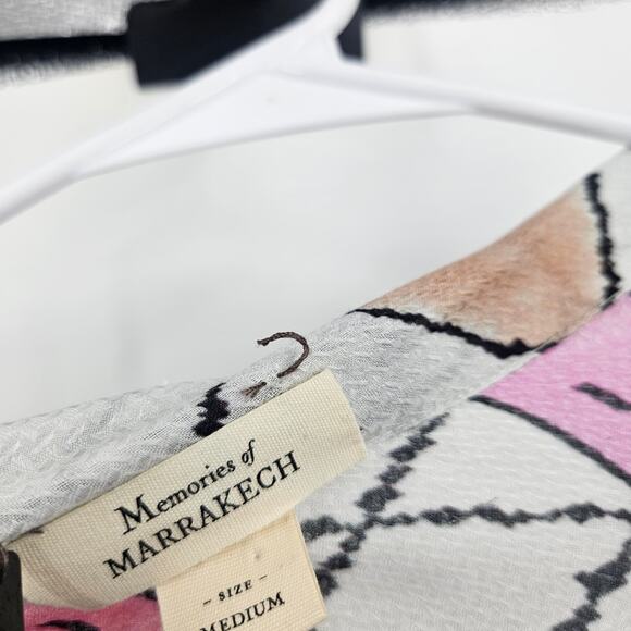 Chufy Soufiane Blouse Shirt White Multicolor Watercolor Tie-Neck Boxy Size M - Picture 7 of 9